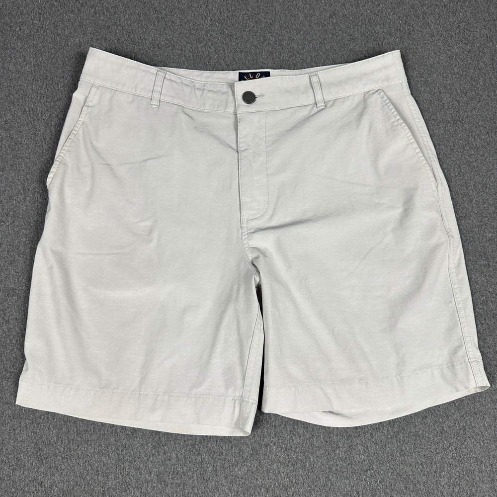 Faherty All Day Shorts Mens 33 Light Gray Flat Front Stretch Chino Shorts